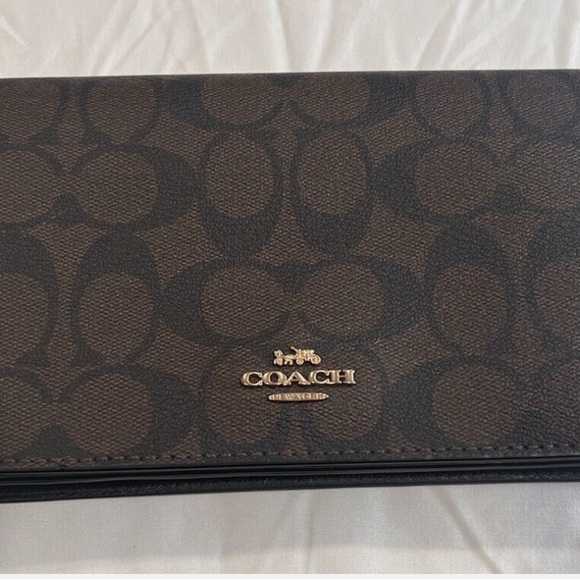 Coach Brown Signature in Canvas Foldover CLT Crossbody.  NWT. - Picture 5 of 10